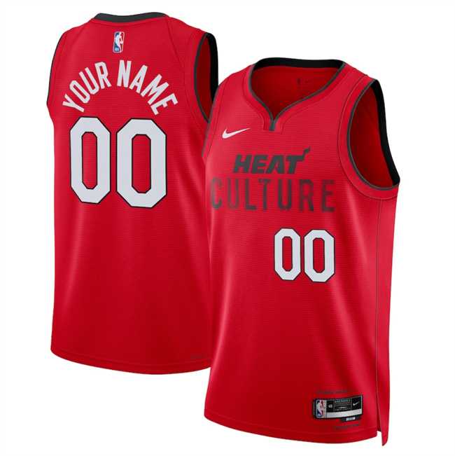 Mens Miami Heat Active Player Custom Red 2024-25 City Edition Stitched Basketball Jersey